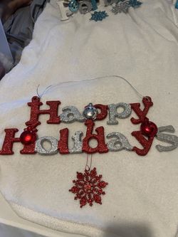 Red And Silver Happy Holiday Sign