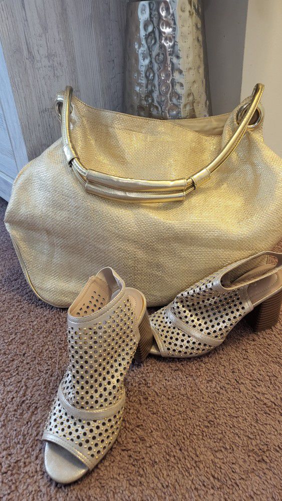Golden Sandals And Bag. Pls Check My Other Listings .