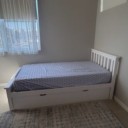 White Twin Bed with Trundle