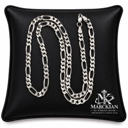 925 Sterling Silver Figaro Chain Men’s Necklace Size 22”