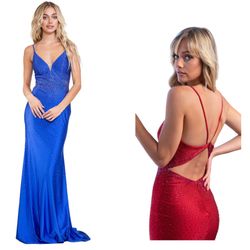 New With Tags Royal Blue Size 12 With Small All Over Rhinestones Formal Dress $170