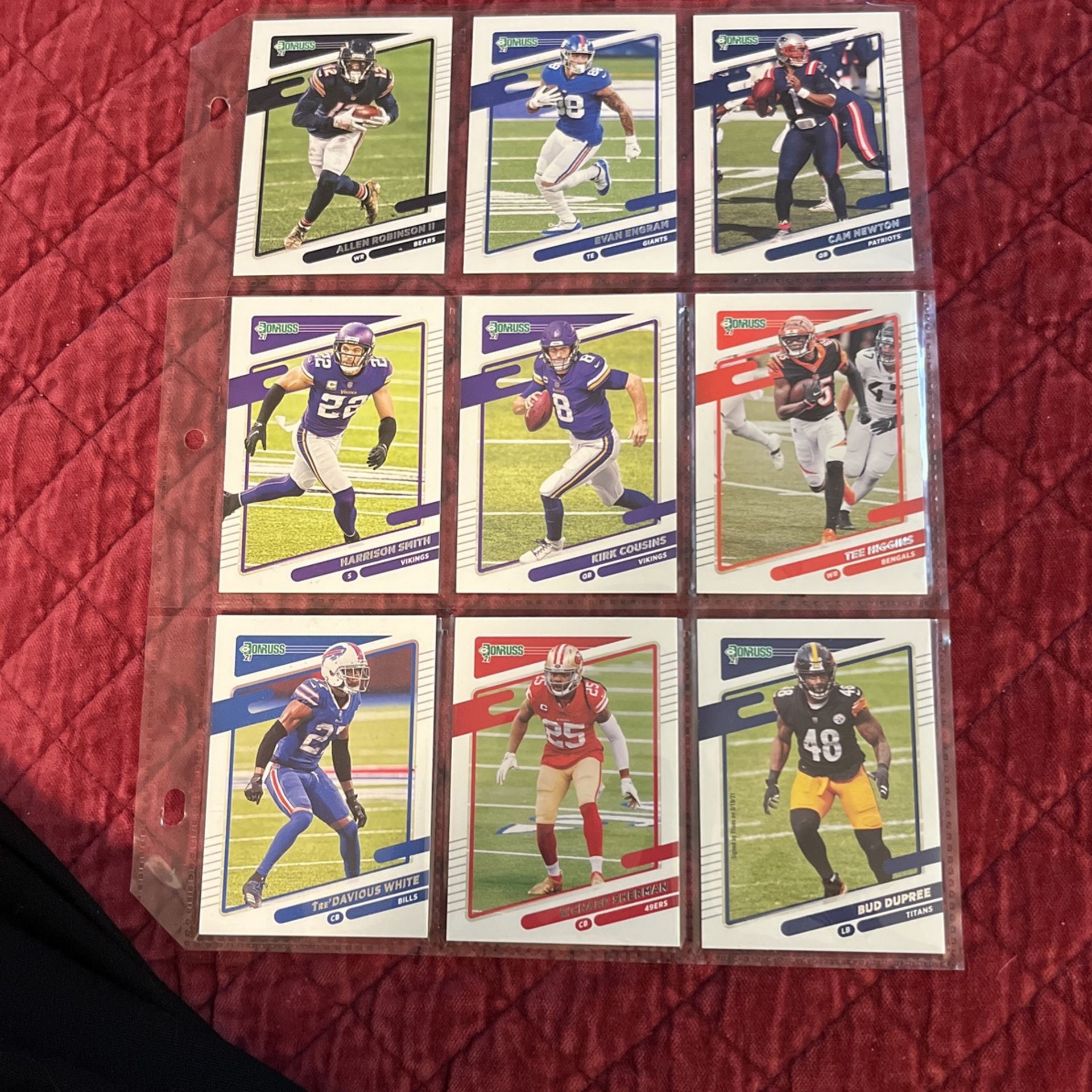 WOW 2021 Donruss Football Card Lot #6 With Stars Cam Newton, Kirk Cousins , Sherman Etc All For Only $1 Firm 