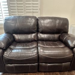 Cheers Brown Reclining Leather Loveseat
