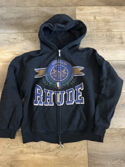 Rhude zip up hoodie black/blue brand new size small fits oversized
