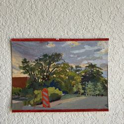 Original Scenic Landscape Wall Art with Red Accents