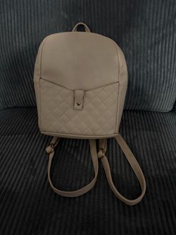 Cream Quilted Mini Backpack