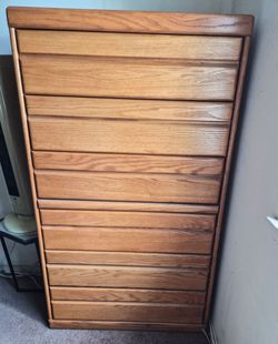 2 piece Tall Oak Wood Dresser 6-Drawer Chest and 3 drawer