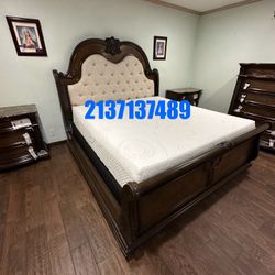 4pc King Size Bedroom Set / mattress included /  New In Box        Bonita recamara Medida King  de 4 Piezas / Colchon Incluido Nueva en Caja