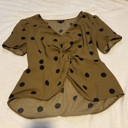 Brown polka dot blouse  