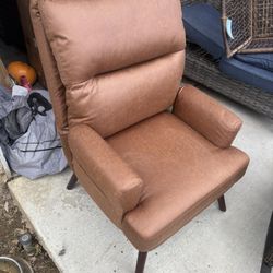 Chaise Lounge Chair Office Chair Lazy Chair Relaxing Meditation Suede Brown Leather 