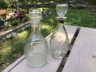 2  Antique Glass Wine Cantors
