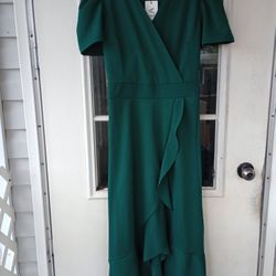 Emir Ela Green Belted Dress size L NWT