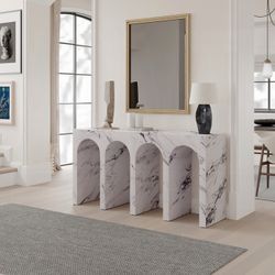 MARBLE LIKE TEXTURE CONSOLE HALL SOFA TABLE