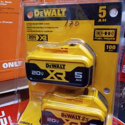 DEWALT 20V MAX XR 5AH LITHIUM-ION BATTERIES - 2PACK