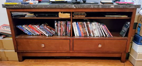 Solid Wood and stone tv stand