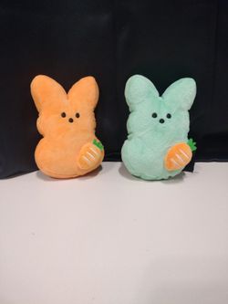 5" Tall Plush Peeps Bunny Toys.  ( Red / Black Bin )