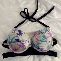 Victoria's Secret Push Up Bikini Swimwear Swim Top Black white pink purple floral