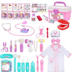 Gifts2U Doctor Kit Toddlers Medical Pretend Play Toys 42pc - Pink