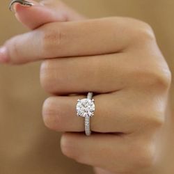 NEW! 2CT. Round Brilliant Certified Genuine Moissanite Engagement Ring, Please See Details 🌹