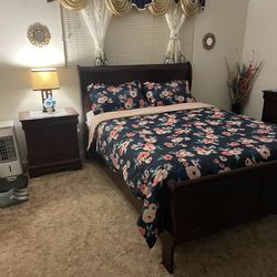 FULL ROOM SET bed frame with mattress nightstand and dresser with mirror