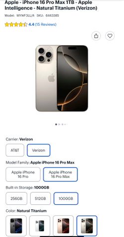iPhone 16 Pro Max Unlocked 1TB Cash Only