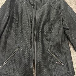 Black Textured Leather Jacket