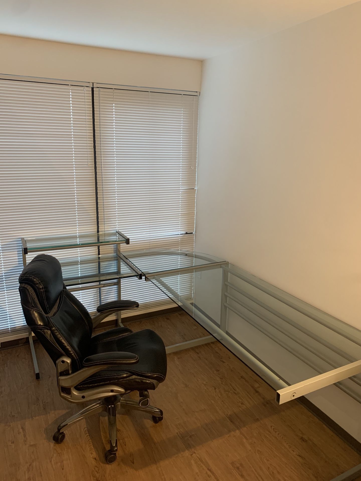 Large Glass Desk + Office Chair
