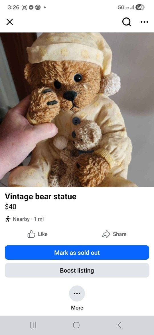 Vintage Bear Statue 