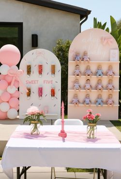 Event Backdrop - Wood Arch & Candy Dispenser