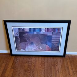 Spirit Search Large Framed Abstract Art Print Mixed Media Motif 41x28.5 Picture Frame OBO
