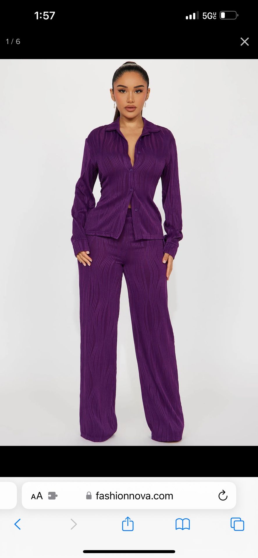 Fashion Nova Plum Set Outfit / Pants and Top Set 