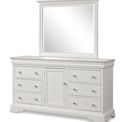 White Dresser With Door And Shelves NEW!