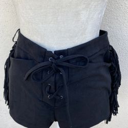 Black Fringe Shorts 