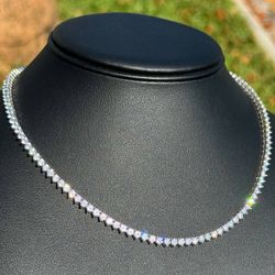 New Jewelry .925 sterling silver CZ stones 40.00CTW tennis necklace chain 16” 4.50mm