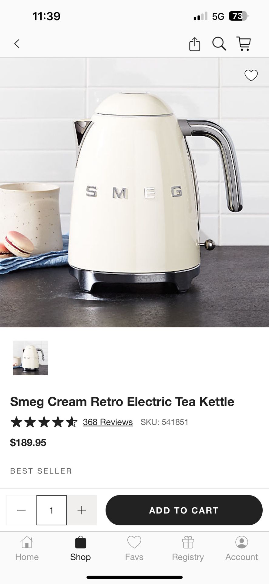 SMEG cream Tea Kettle 
