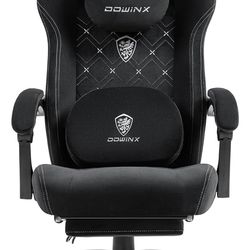 Dowinx Gaming Chair with Heated Massage Lumbar Support,Big and Tall Fabric Gaming Chairs for Adults with Footrest, Ergonomic Computer Game Chair with 