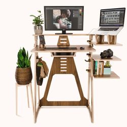 Modular Solid Wood Standing Desk From Work From home Desk Company 