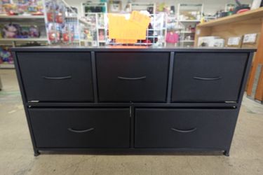 OLIXIS 5 Drawer Dresser / Nightstand Steel Frame – Black