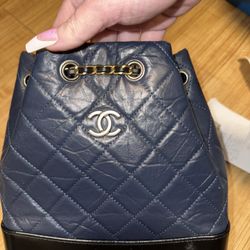 Chanel Gabrielle Small Backpack Navy Blue & Black Quilted Leather