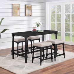 Black Counter, Height, Five Piece Table