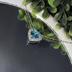 BIRTHSTONE COLLECTION “DECEMBER” PENDANT NECKLACE STERLING SILVER 