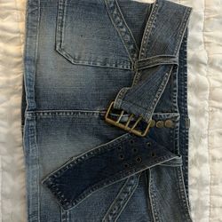Thrifted Denim Low Waisted Skirt