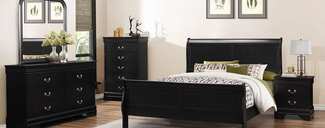 Furniture Bed | Ebony Louis Philippe Bedroom | Pay $50 Down