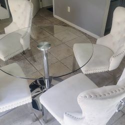 Glass And Chrome Dining Table And Chairs