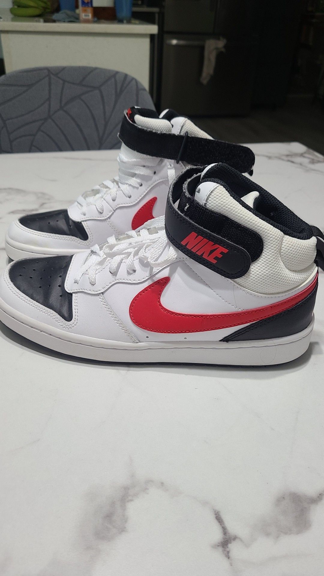 Nike Court Borough Mid 2 Sneakers White Black Red Youth 7Y