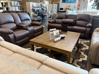 Manual Reclining Sofa & Loveseat Set w/ Console