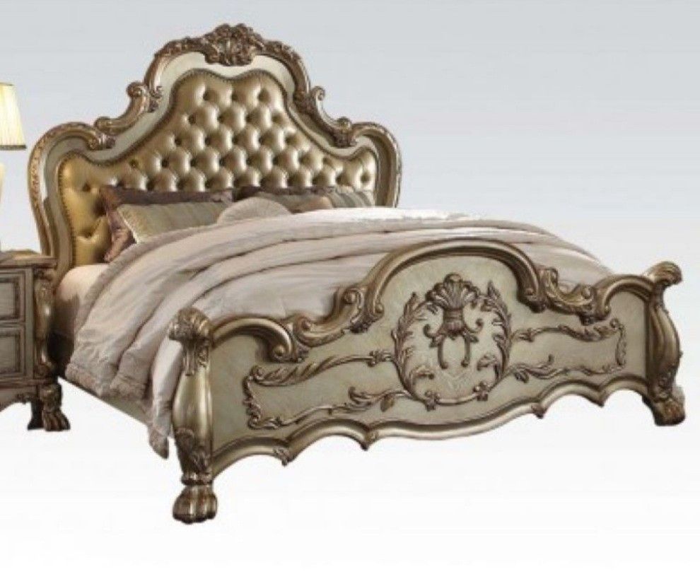 Queen  Gold Patina Bedroom Set