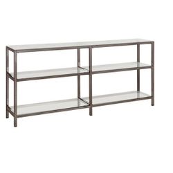 CONSOLE TABLE GLASS AND BLACK NICKEL