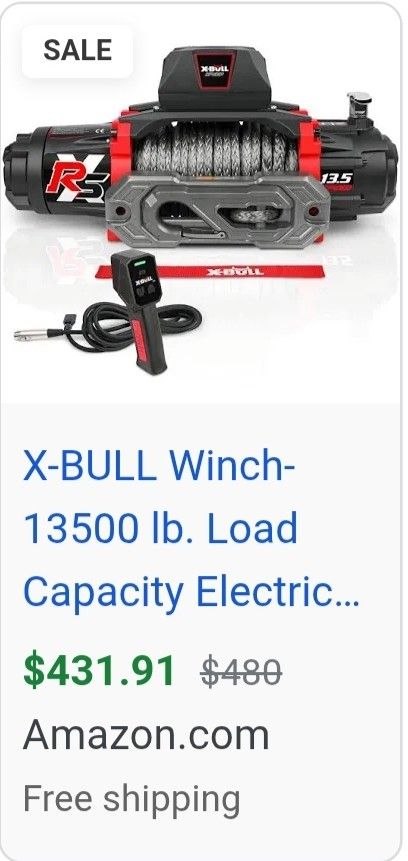 X-BULL Winch-13500 lb. Load Capacity Electric Winch -12V DC Power for Towing Truck Off Road, 2 in 1 Wireless Remote,13500 XRS Series