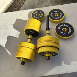 Adjustable Dumbbell Set with Weight Plates – Home Workout – Good Condition